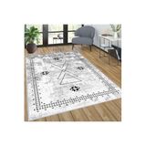 Rovigo Dijital Baskı Yıkanabilir Kaymaz Taban Salon Halısı Rvg0035-sd1030, Gri, 120 x 180