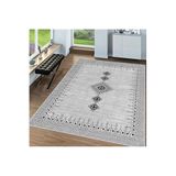Rovigo Dijital Baskı Yıkanabilir Kaymaz Taban Salon Halısı Rvg0046-sd1106, Gri, 180 x 250