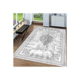 Rovigo Dijital Baskı Yıkanabilir Kaymaz Taban Salon Halısı Rvg0048-sd1127, Gri, 160 x 300