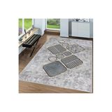 Rovigo Dijital Baskı Yıkanabilir Kaymaz Taban Salon Halısı Rvg0057-sd1174, Gri, 180 x 300