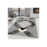 Rovigo Dijital Baskı Yıkanabilir Kaymaz Taban Salon Halısı Rvg0062-sm16, Gri, 180 x 300
