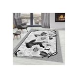 Rovigo Dijital Baskı Yıkanabilir Kaymaz Taban Salon Halısı Rvg0065-sm44, Gri, 180 x 250