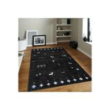 Rovigo Dijital Baskı Yıkanabilir Kaymaz Taban Salon Halısı Rvg0098-sd1057, Siyah, 180 x 250