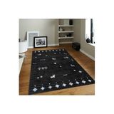 Rovigo Dijital Baskı Yıkanabilir Kaymaz Taban Salon Halısı Rvg0098-sd1057, Siyah, 180 x 300
