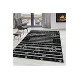 Rovigo Dijital Baskı Yıkanabilir Kaymaz Taban Salon Halısı Rvg0106-sd1117, Siyah, 180 x 250