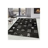 Rovigo Dijital Baskı Yıkanabilir Kaymaz Taban Salon Halısı Rvg0108-sd1152, Siyah, 120 x 180