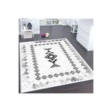 Rovigo Dijital Baskı Yıkanabilir Kaymaz Taban Salon Halısı Rvg0131-sd1049, Beyaz, 180 x 300