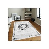 Rovigo Dijital Baskı Yıkanabilir Kaymaz Taban Salon Halısı Rvg0132-sd1055, Beyaz, 120 x 180