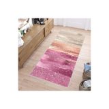 Rovigo Dijital Baskı Yıkanabilir Kaymaz Taban Salon Halısı Rvg0241, Pembe, 160 x 230