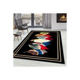 Rovigo Dijital Baskı Yıkanabilir Kaymaz Taban Salon Halısı Rvg0249, Siyah, 160 x 120