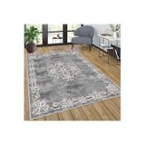 Rovigo Dijital Baskı Yıkanabilir Kaymaz Taban Salon Halısı Rvg0260, Gri, 100 x 150