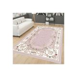 Rovigo Dijital Baskı Yıkanabilir Kaymaz Taban Salon Halısı Rvg0273, Pembe, 160 x 230
