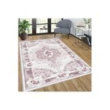 Rovigo Dijital Baskı Yıkanabilir Kaymaz Taban Salon Halısı Rvg0279-sd626, Pembe, 180 x 250