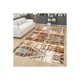 Rovigo Dijital Baskı Yıkanabilir Kaymaz Taban Salon Halısı Rvg0282-sm07, Kahverengi, 160 x 120