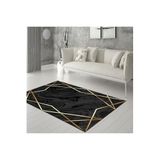 Rovigo Dijital Baskı Yıkanabilir Kaymaz Taban Salon Halısı Rvg0286-ht1098, Siyah, 100 x 150