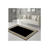Rovigo Dijital Baskı Yıkanabilir Kaymaz Taban Salon Halısı Rvg0288-sd528, Siyah, 100 x 150
