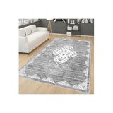 Rovigo Dijital Baskı Yıkanabilir Kaymaz Taban Salon Halısı Rvg0300-sd1088, Gri, 100 x 150