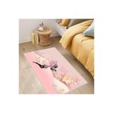 Rovigo Dijital Baskı Yıkanabilir Kaymaz Taban Salon Halısı Rvg0384, Pembe, 80 x 200