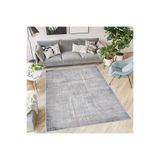 Rovigo Dijital Baskı Yıkanabilir Kaymaz Taban Salon Halısı Rvg0395, Gri, 180 x 250