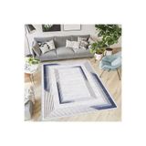 Rovigo Dijital Baskı Yıkanabilir Kaymaz Taban Salon Halısı Rvg0404, Mavi, 80 x 150