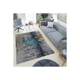 Rovigo Dijital Baskı Yıkanabilir Kaymaz Taban Salon Halısı Rvg0437, Mavi, 180 x 250