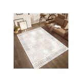 Rovigo Dijital Baskı Yıkanabilir Kaymaz Taban Salon Halısı Rvg0442, Krem Rengi, 160 x 300