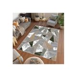 Rovigo Dijital Baskı Yıkanabilir Kaymaz Taban Salon Halısı Rvg0456, Gri, 120 x 180