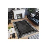 Rovigo Dijital Baskı Yıkanabilir Kaymaz Taban Salon Halısı Rvg0474, Siyah, 180 x 250
