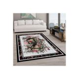 Rovigo Dijital Baskı Yıkanabilir Kaymaz Taban Salon Halısı Rvg0574, Siyah, 120 x 180