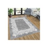 Rovigo Dijital Baskı Yıkanabilir Kaymaz Taban Salon Halısı Rvg0580-sd607, Gri, 180 x 300