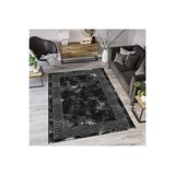 Rovigo Dijital Baskı Yıkanabilir Kaymaz Taban Salon Halısı Rvg0582-sm33, Siyah, 120 x 180