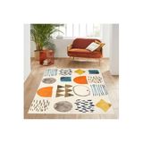 Rovigo Dijital Baskı Yıkanabilir Kaymaz Taban Salon Halısı Rvg0588, Turuncu, 120 x 180