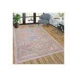 Rovigo Dijital Baskı Yıkanabilir Kaymaz Taban Salon Halısı Rvg0606, Pembe, 160 x 300