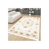 Rovigo Dijital Baskı Yıkanabilir Kaymaz Taban Salon Halısı Rvg0637, Krem Rengi, 50 x 80