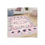 Rovigo Dijital Baskı Yıkanabilir Kaymaz Taban Salon Halısı Rvg0640, Pembe, 180 x 300