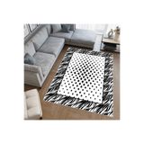 Rovigo Dijital Baskı Yıkanabilir Kaymaz Taban Salon Halısı Rvg0648, Siyah, 50 x 80