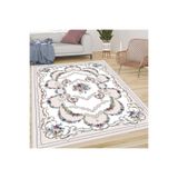 Rovigo Dijital Baskı Yıkanabilir Kaymaz Taban Salon Halısı Rvg0653, Krem Rengi, 180 x 300