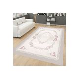 Rovigo Dijital Baskı Yıkanabilir Kaymaz Taban Salon Halısı Rvg0661, Krem Rengi, 120 x 180