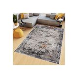 Rovigo Dijital Baskı Yıkanabilir Kaymaz Taban Salon Halısı RVG0677, Gri, 160 x 300