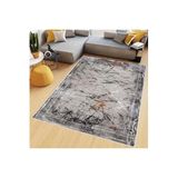 Rovigo Dijital Baskı Yıkanabilir Kaymaz Taban Salon Halısı RVG0677, Gri, 180 x 300