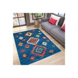 Rovigo Dijital Baskı Yıkanabilir Kaymaz Taban Salon Halısı RVG1023, Mavi, 100 x 150