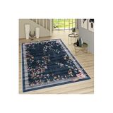 Rovigo Dijital Baskı Yıkanabilir Kaymaz Taban Salon Halısı RVG1033, Lacivert, 160 x 300