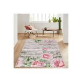 Rovigo Dijital Baskı Yıkanabilir Kaymaz Taban Salon Halısı RVG1059, Pembe, 80 x 300