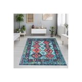 Rovigo Dijital Baskı Yıkanabilir Kaymaz Taban Salon Halısı RVG1077, Mavi, 160 x 120