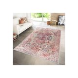 Rovigo Dijital Baskı Yıkanabilir Kaymaz Taban Salon Halısı RVG1105, Pembe, 160 x 300