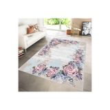 Rovigo Dijital Baskı Yıkanabilir Kaymaz Taban Salon Halısı RVG1120, Bej, 120 x 180