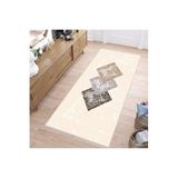 Rovigo Dijital Baskı Yıkanabilir Kaymaz Taban Salon Halısı RVG1135, Bej, 180 x 300
