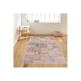 Rovigo Dijital Baskı Yıkanabilir Kaymaz Taban Salon Halısı RVG1141, Pembe, 120 x 180