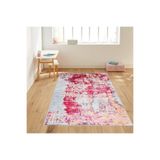Rovigo Dijital Baskı Yıkanabilir Kaymaz Taban Salon Halısı RVG1172, Pembe, 160 x 120