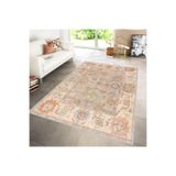 Rovigo Dijital Baskı Yıkanabilir Kaymaz Taban Salon Halısı RVG1230, Bej, 180 x 250